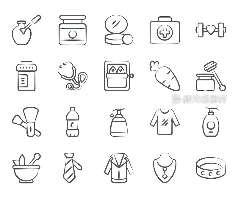 Pack of Health and Beauty Line Icons